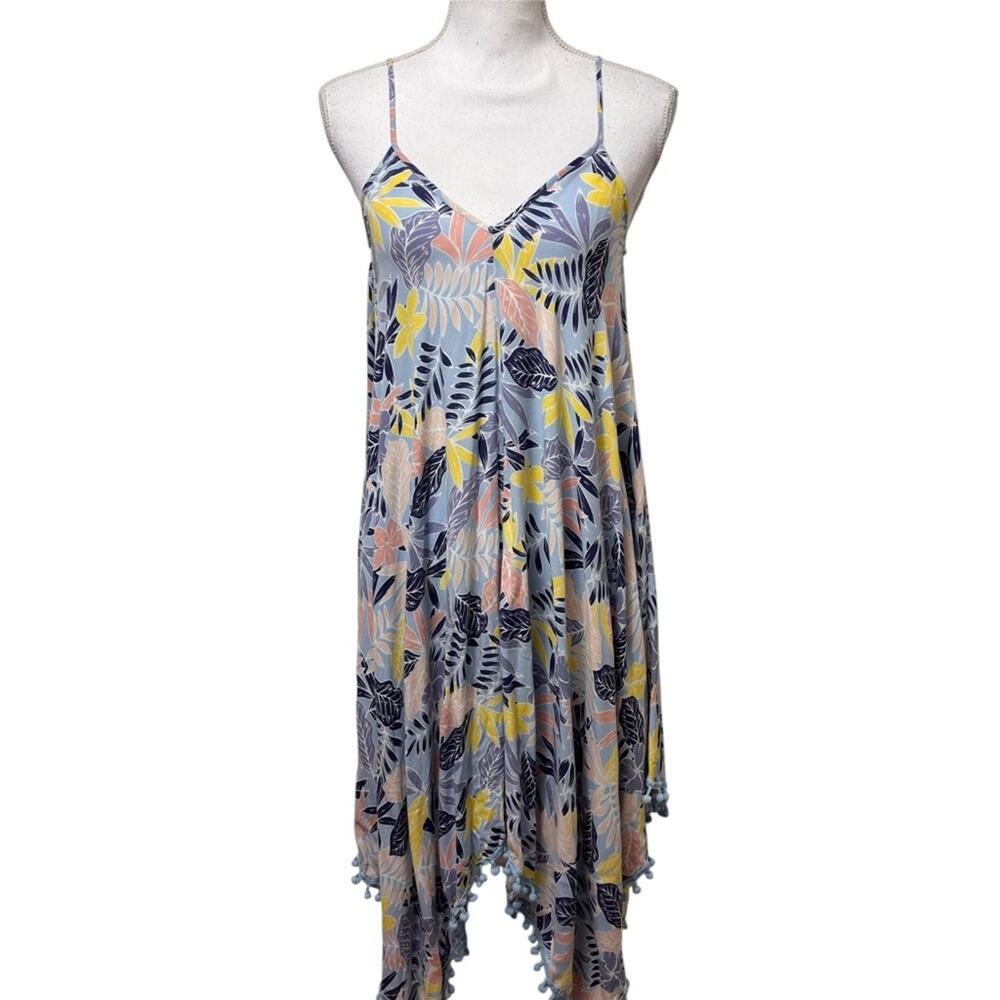 GOA BEACHWEAR BY JAPNA BLUE YELLOW PINK SWIMSUIT WOMEN COVERUP SIZE SMALL